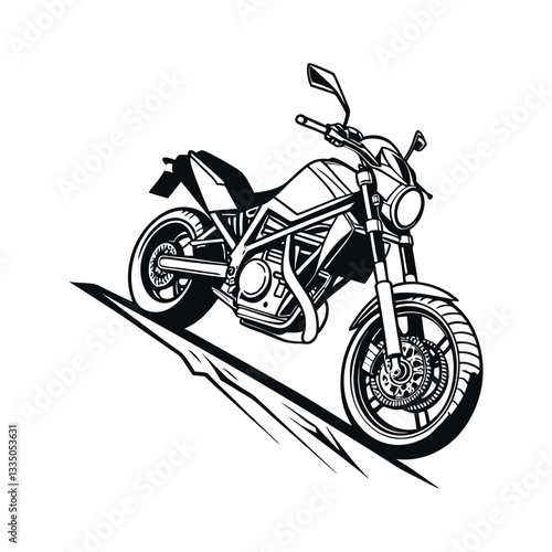Black line art  motor bike silhouette vector 