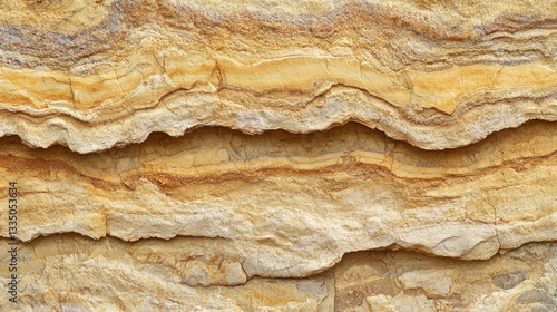 Wavy Textures of Yellow and Brown Natural Rock Formation Surface
