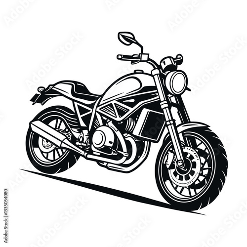 Black line art  motor bike silhouette vector 