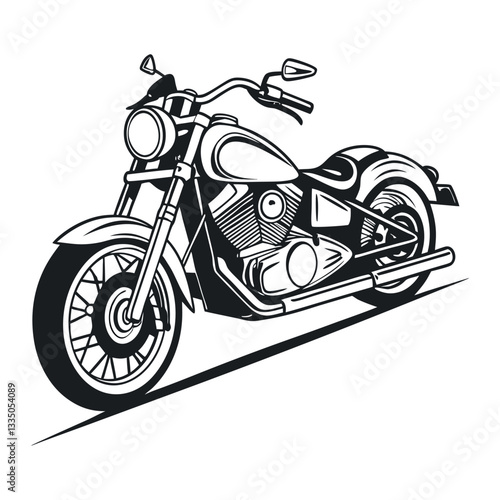Black line art  motor bike silhouette vector 