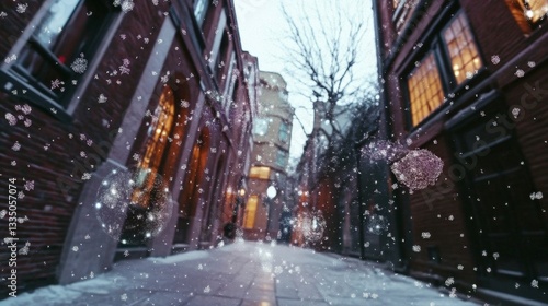 Winter's Embrace of the City Streets: A Snowy Urban Alleyway