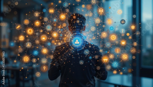 Networking event business hub digital connections indoor professional setting