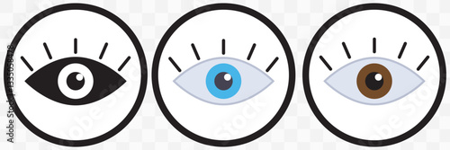 Set of 3 "Hide" icons with an unexpanded vector & 1 silhouette - Hide icon eye with line through it, action of concealing or hiding content represent hidden items. EPS 10.
