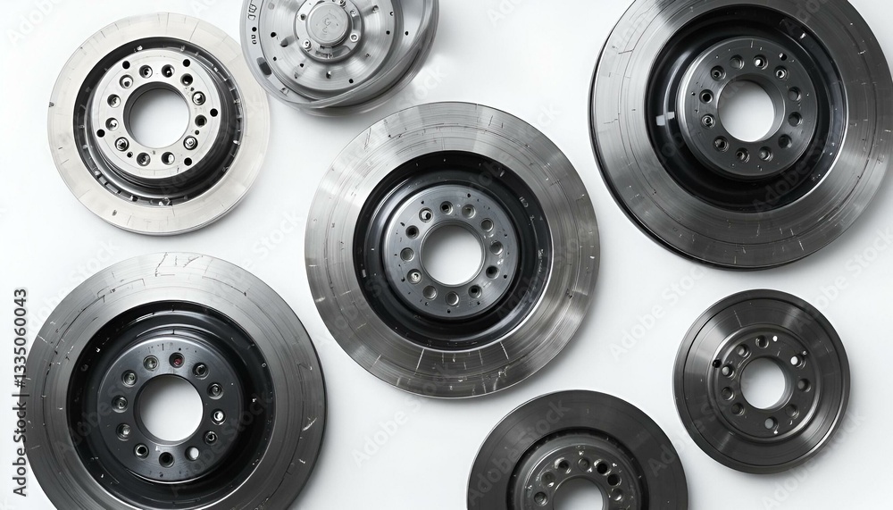 steel alloy car disks over the white background steel alloy car disks over the white background