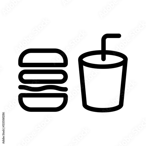 Hamburger and soda icon, Fast food icon set, flat design on white background, Vector illustration