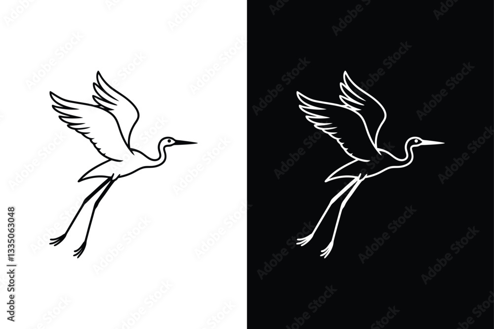 Obraz premium Stork flying icon vector on White Background ,Vector Art Illustration on white background.