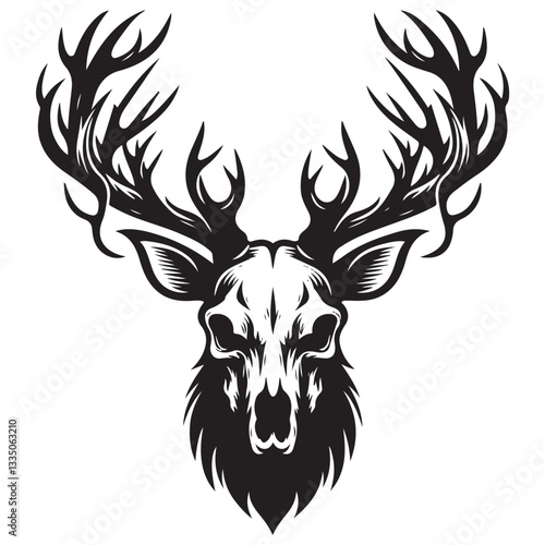 Deer head skull vector Silhouette