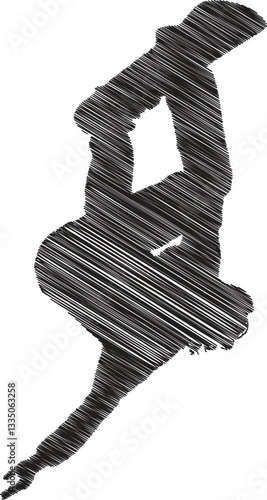 Snowboarder Silhouette. Dynamic Scribble Style Illustration