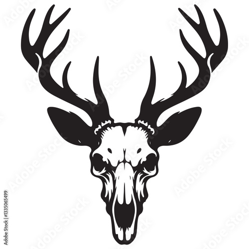 Deer head skull vector Silhouette