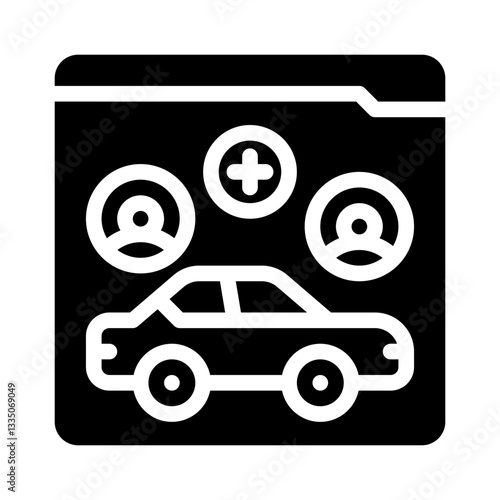 ride sharing app glyph icon