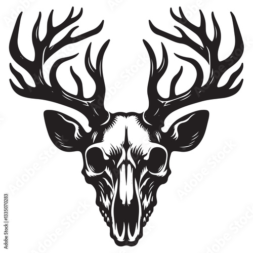 Deer head skull vector Silhouette