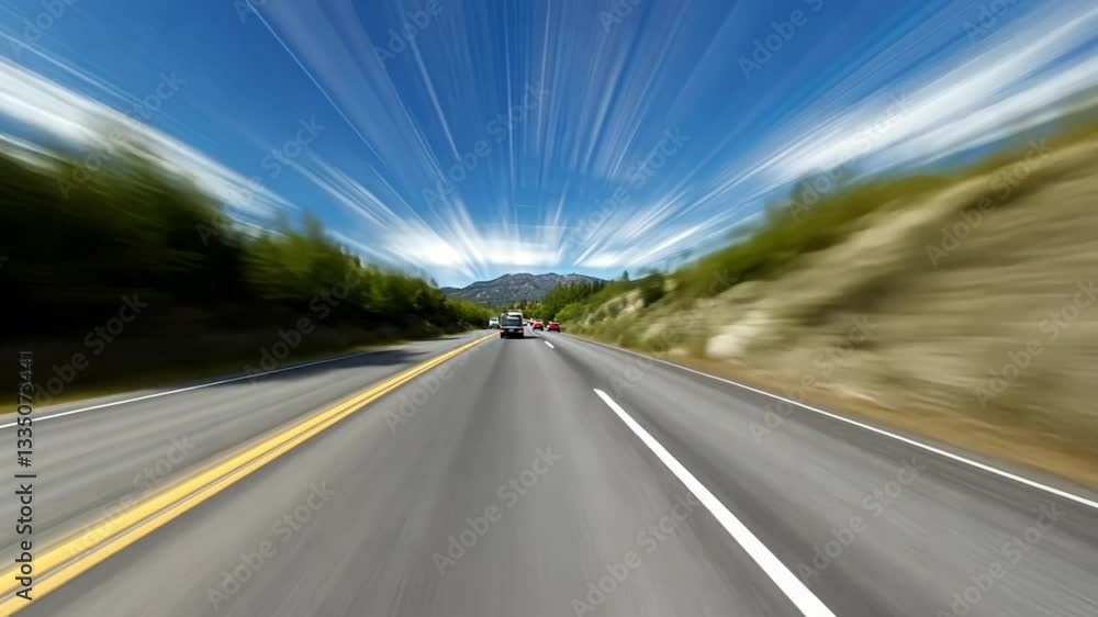 Abstract motion blur of vehicles speeding down a highway, urban life energy Abstract motion blur of vehicles speeding down a highway, urban life energy