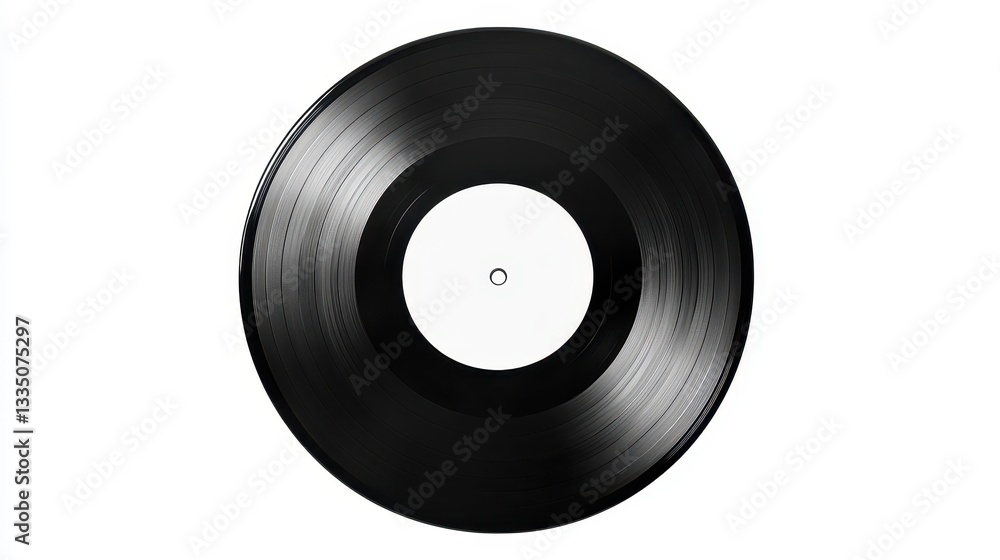 Fototapeta premium Minimalist Black Vinyl Record on White Background