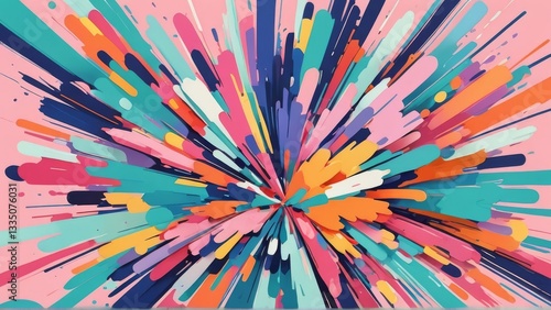 Abstract explosion of colorful paint splatters. Vibrant, energetic design perfect for backgrounds, textures, or creative projects.