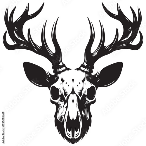 Deer head skull vector Silhouette