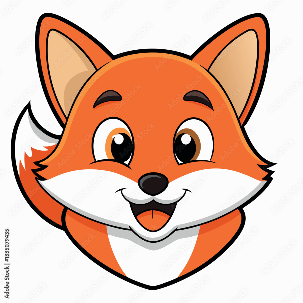 A cute cartoon fox with an orange fur and a playful smile, a vector illustration of a fun animal character A cute cartoon fox with an orange fur and a playful smile, a vector illustration of a fun animal character