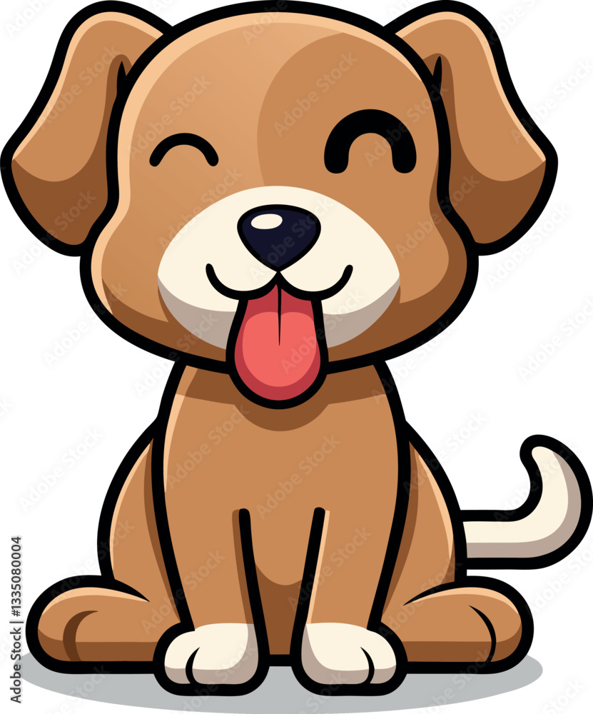 Obraz premium A cute brown cartoon puppy vector illustration shows a playful animal with a short tail