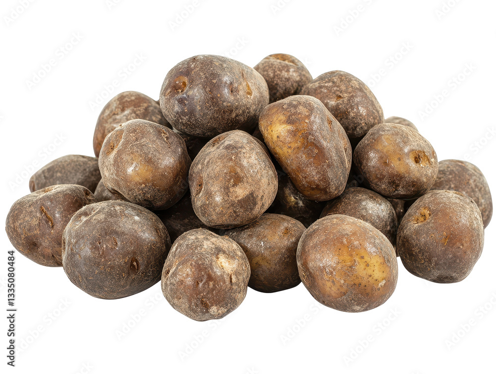 Isolated Pile of Black Potatoes Isolated Pile of Black Potatoes