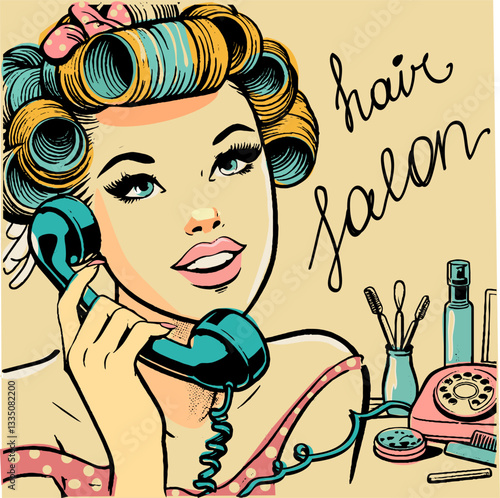 vintage hair salon poster	
