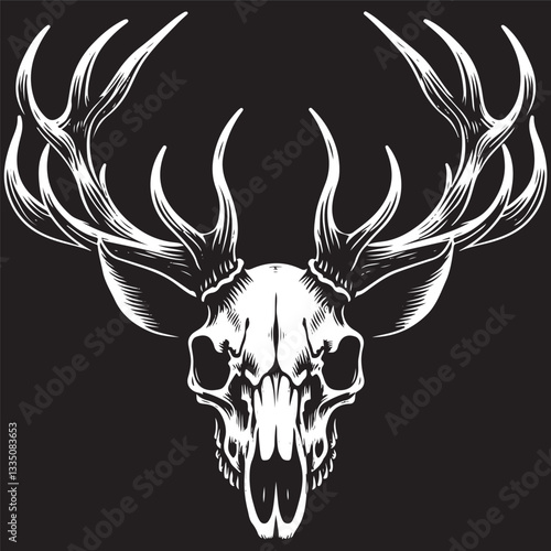 Deer head skull vector Silhouette