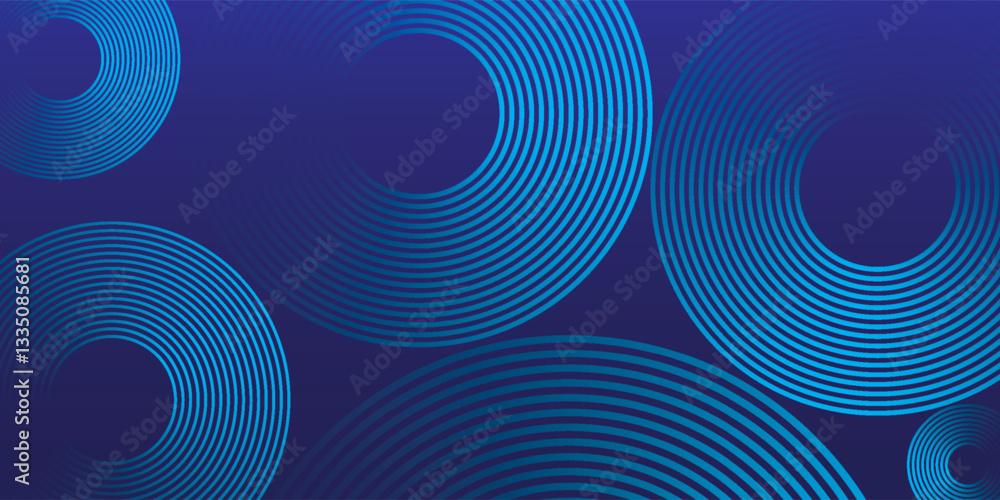 Abstract glowing geometric lines on dark background. Elegant shiny blue rounded lines pattern. Modern futuristic graphic. Suit for poster, banner, brochure, modern arts