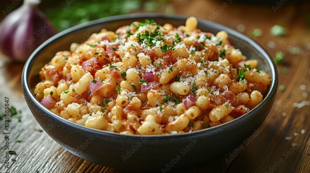 Creamy pasta dish with parmesan and onions Creamy pasta dish with parmesan and onions