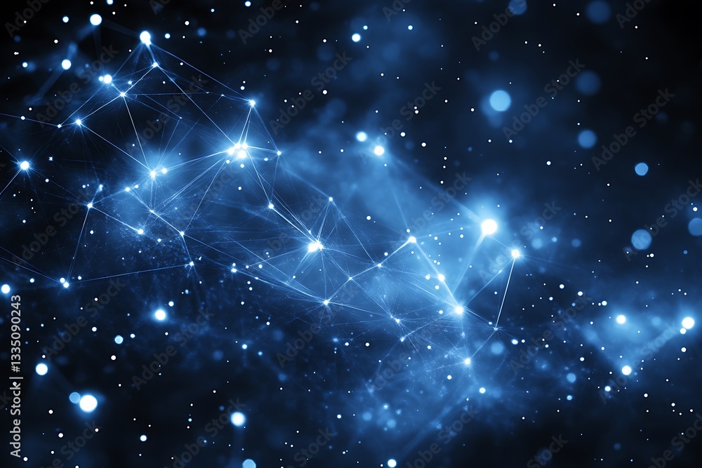 Blue glowing network of lines and points in space Blue glowing network of lines and points in space