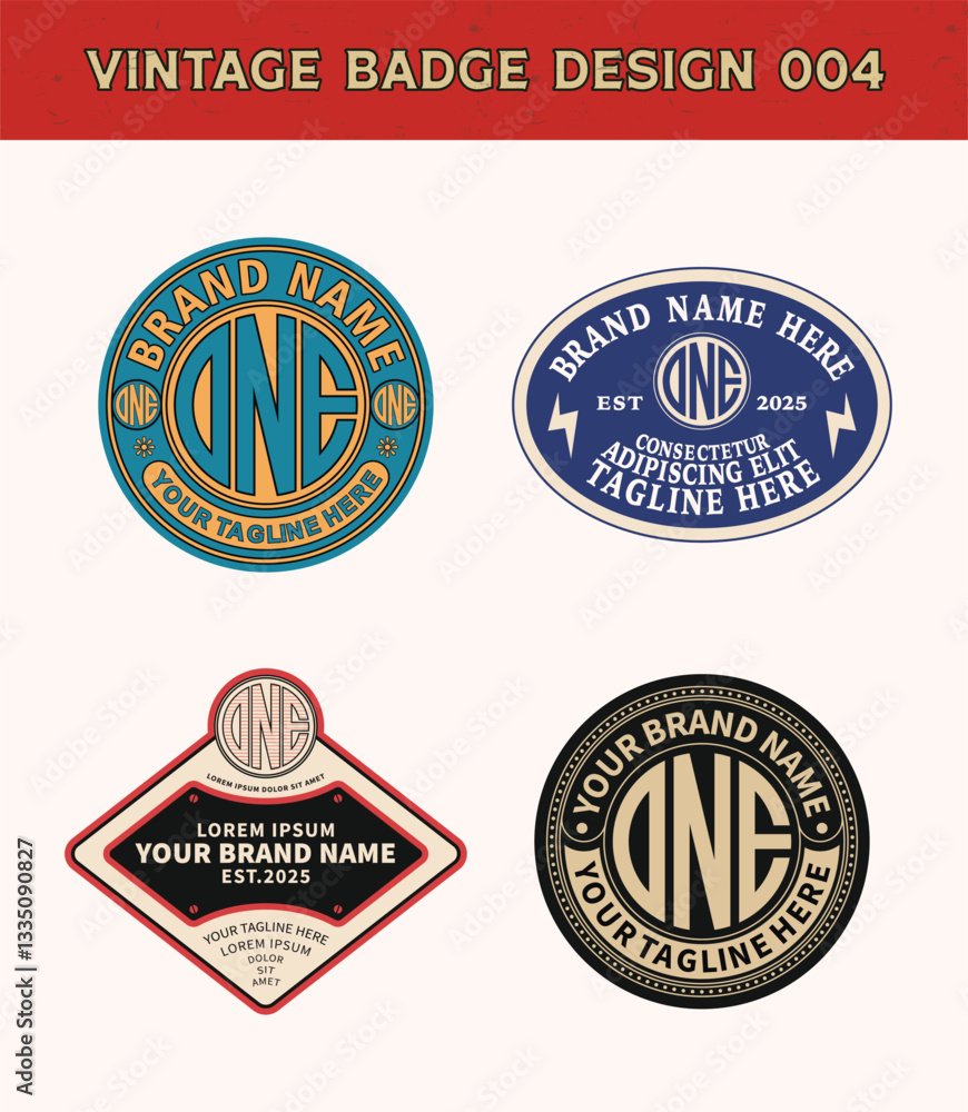 Obraz premium Vintage badge logo design template with a monogram and the text editable for clothing and apparel