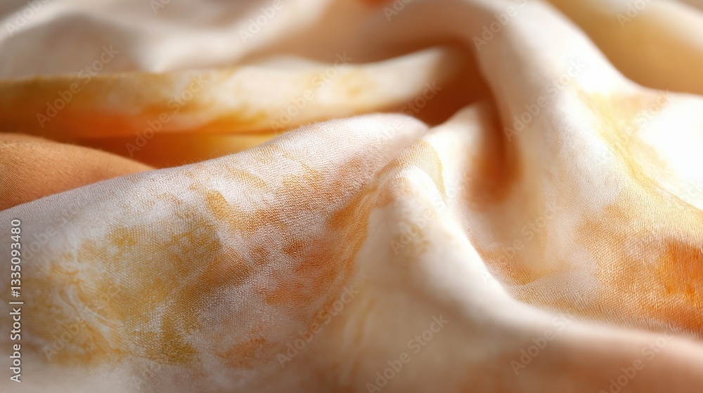 Fototapeta premium Close-up of a fabric with a soft, silky texture. the fabric appears to be made of a light-colored fabric, possibly silk or satin, with a subtle sheen.