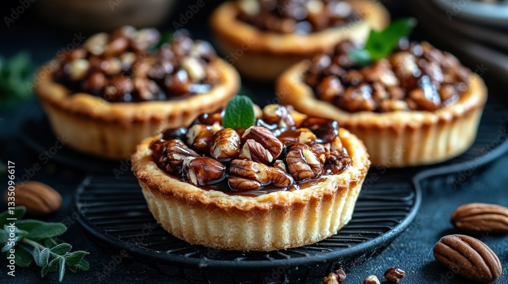 Delicious mini tarts filled with caramel and nuts Delicious mini tarts filled with caramel and nuts