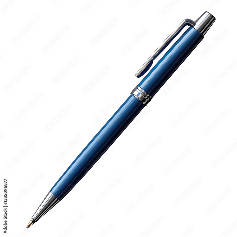 Elegant Blue Pen with Silver Accents on Black Background Professional Writing Instrument Elegant Blue Pen with Silver Accents on Black Background Professional Writing Instrument