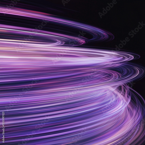 Abstract Background of Neon Spinning Light Trails in Radiant Glowing Purple and Violet Hues Sci-Fi Inspired