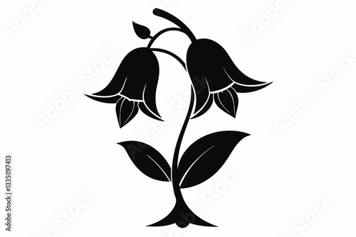 bellflower line art silhouette vector illustration