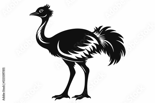 bird emu line art silhouette vector illustration