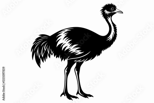 bird emu line art silhouette vector illustration