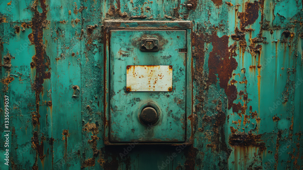 weathered, rusty mailbox on turquoise wall, showcasing age and character. peeling paint and rust create vintage aesthetic, evoking nostalgia weathered, rusty mailbox on turquoise wall, showcasing age and character. peeling paint and rust create vintage aesthetic, evoking nostalgia