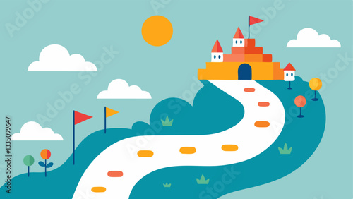 Path of Growth A winding path leading through various selflove milestones depicted with landmarks such as SelfAcceptance Positive Thinking and Healthy Boundaries guiding the way to