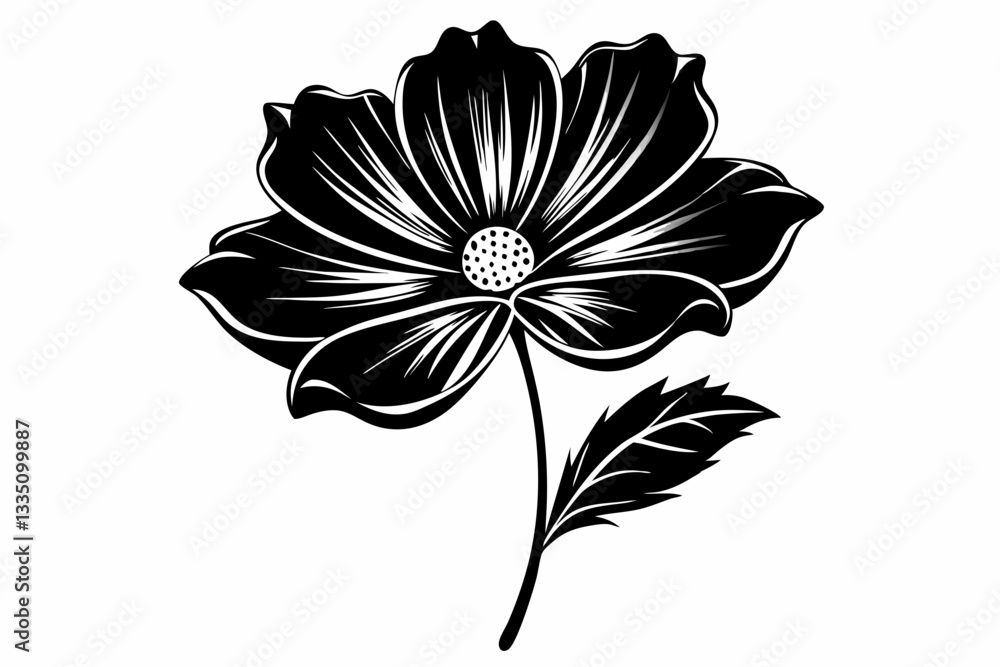 Obraz premium cosmos flower line art silhouette vector illustration