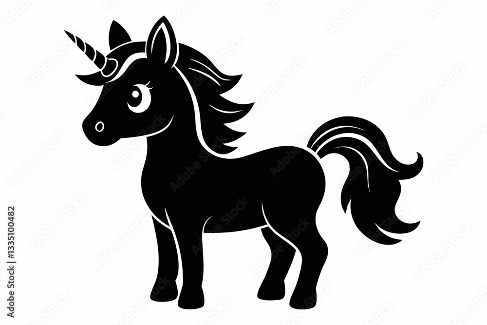 cute unicorn line art silhouette vector illustration cute unicorn line art silhouette vector illustration