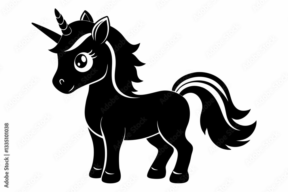 Fototapeta premium cute unicorn line art silhouette vector illustration