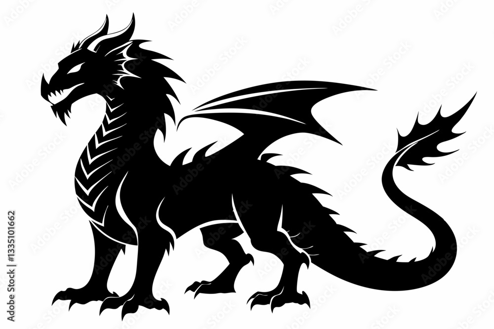 Fototapeta premium drache line art silhouette vector illustration