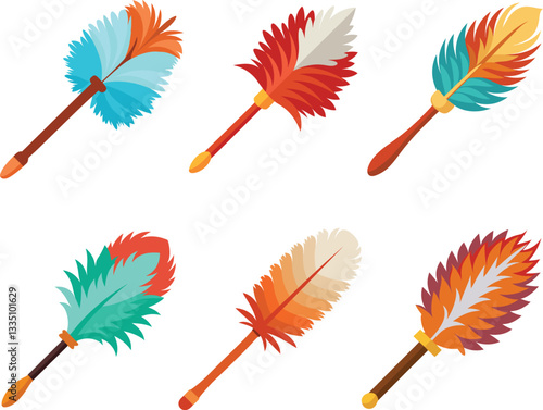 set of feather duster vector, vector and illustration, vector style
