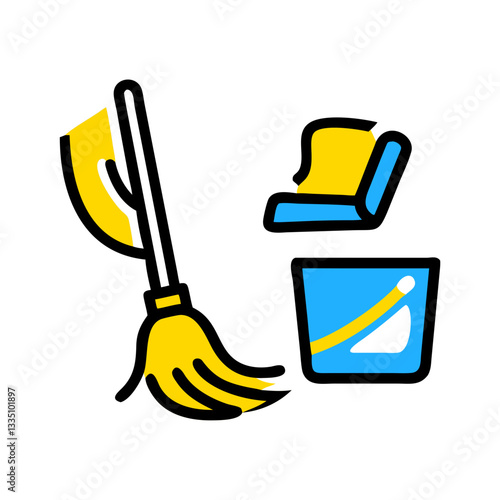 Efficient office cleaning concept: tools and essentials for maintaining a spotless workplace environment