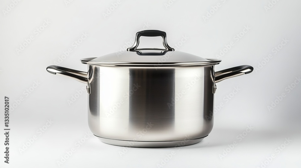 A stainless steel pot, isolated on a white background. A stainless steel pot, isolated on a white background.