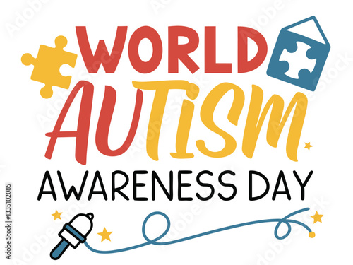 World Autism Awareness Day poster, April 2 Vector illustration