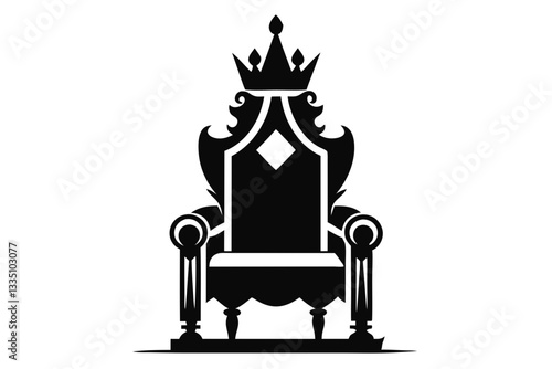  king chair line art silhouette vector illustration