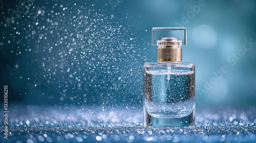 Wallpaper Mural Elegant perfume bottle, sparkling spray Torontodigital.ca