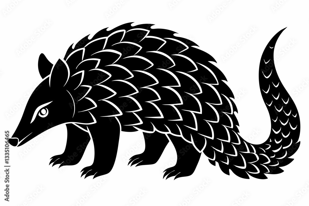pangolin line art silhouette vector illustration pangolin line art silhouette vector illustration