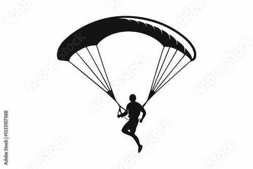 paraglider line art silhouette vector illustration