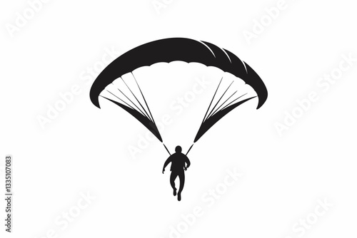 paraglider line art silhouette vector illustration